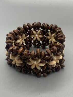 Caiyao Multi Colored Wooden Bead Stretch Bracelet